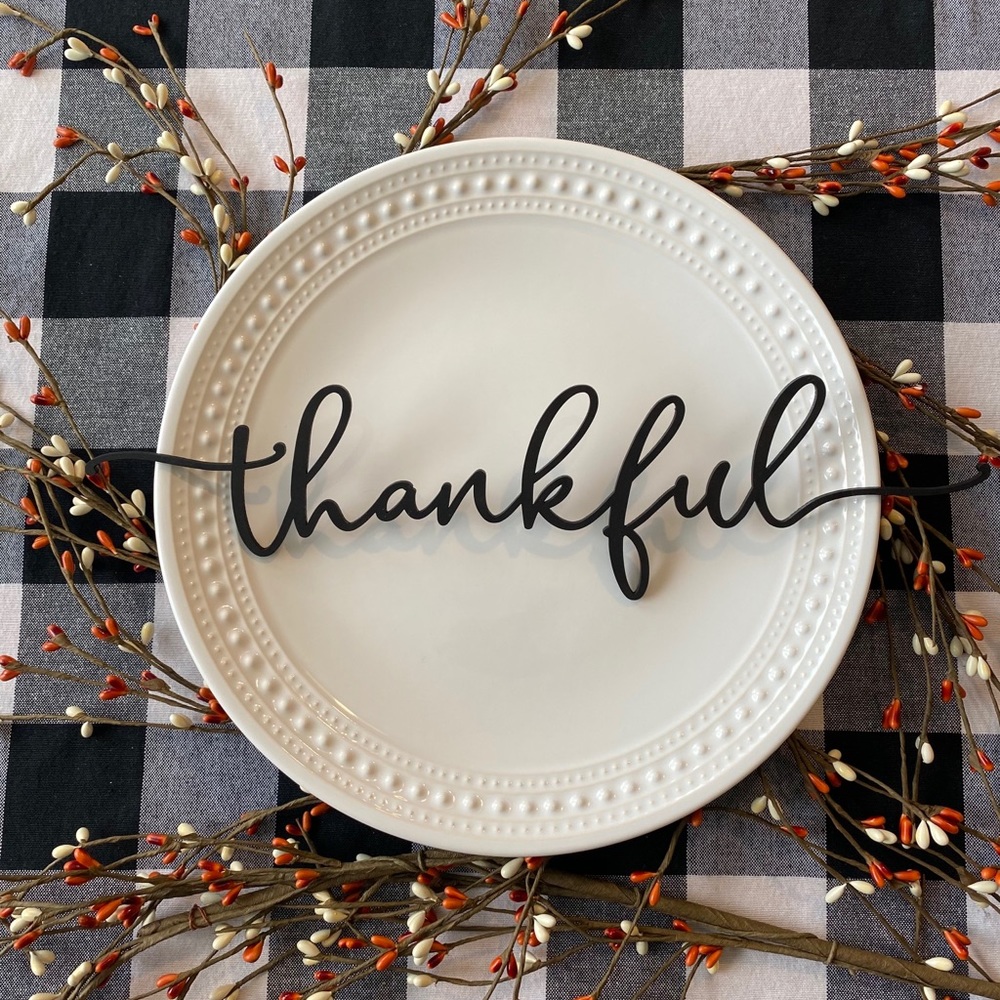 Set of 4 Wood place settings words